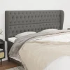 magasin solde VidaXL Tête De Lit Avec Oreilles Gris Foncé 183x23x118/128 Cm Tissu 19