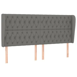 magasin solde VidaXL Tête De Lit Avec Oreilles Gris Foncé 183x23x118/128 Cm Tissu 9