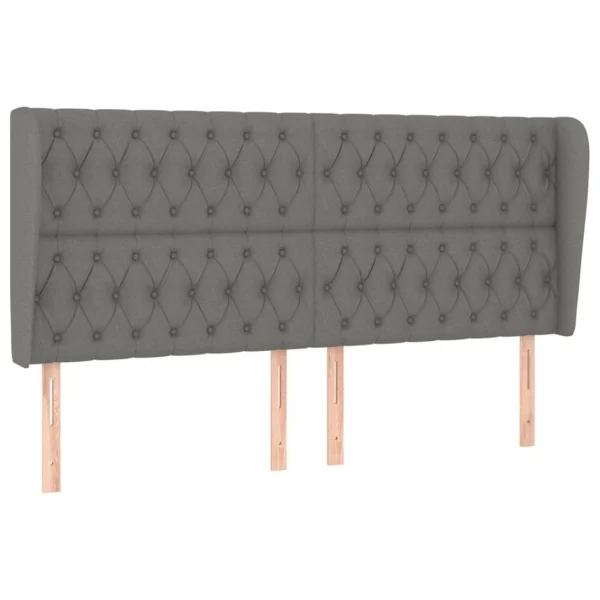 magasin solde VidaXL Tête De Lit Avec Oreilles Gris Foncé 183x23x118/128 Cm Tissu 3