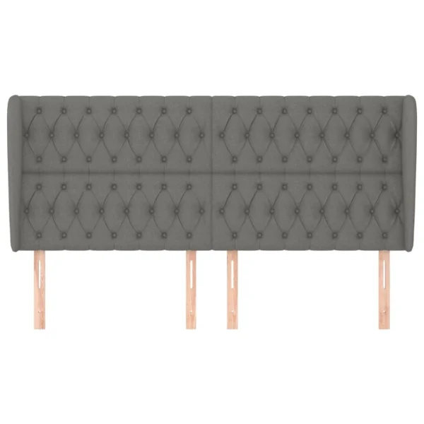 magasin solde VidaXL Tête De Lit Avec Oreilles Gris Foncé 183x23x118/128 Cm Tissu 4
