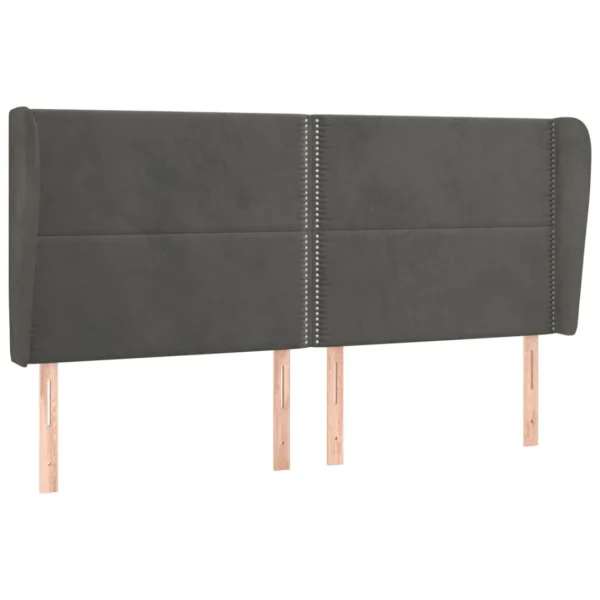 VidaXL Tête De Lit Avec Oreilles Gris Foncé 183x23x118/128 Cm Velour… boutique en ligne 3