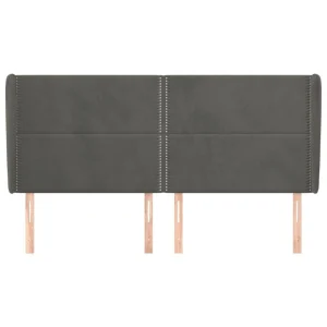 VidaXL Tête De Lit Avec Oreilles Gris Foncé 183x23x118/128 Cm Velour… boutique en ligne 11