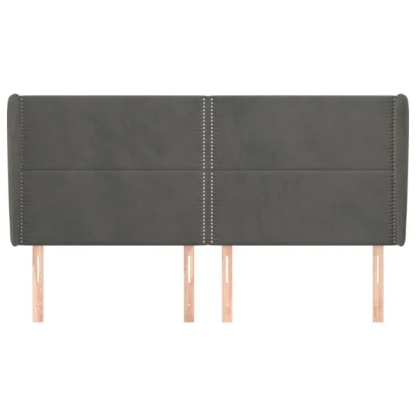 VidaXL Tête De Lit Avec Oreilles Gris Foncé 183x23x118/128 Cm Velour… boutique en ligne 4