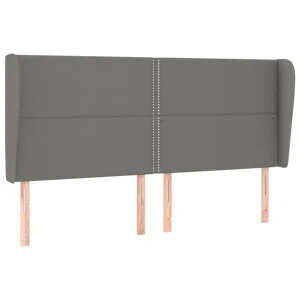 belle VidaXL Tête De Lit Avec Oreilles Gris Foncé 203x23x118/128 Cm Tissu 9