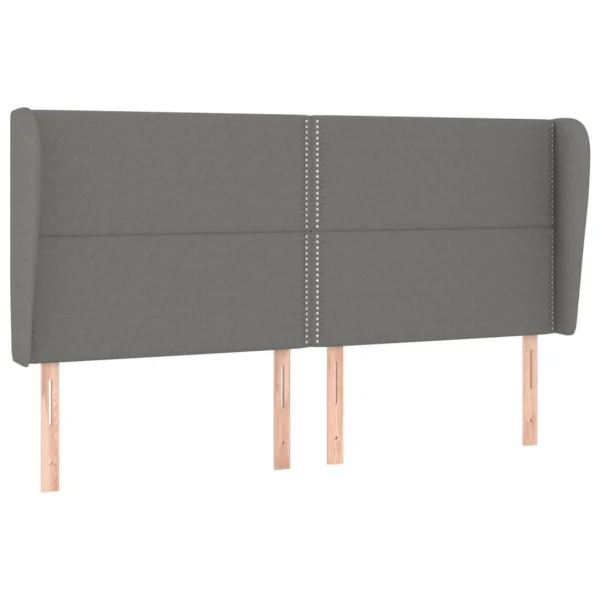 belle VidaXL Tête De Lit Avec Oreilles Gris Foncé 203x23x118/128 Cm Tissu 3