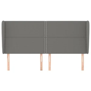 belle VidaXL Tête De Lit Avec Oreilles Gris Foncé 203x23x118/128 Cm Tissu 11