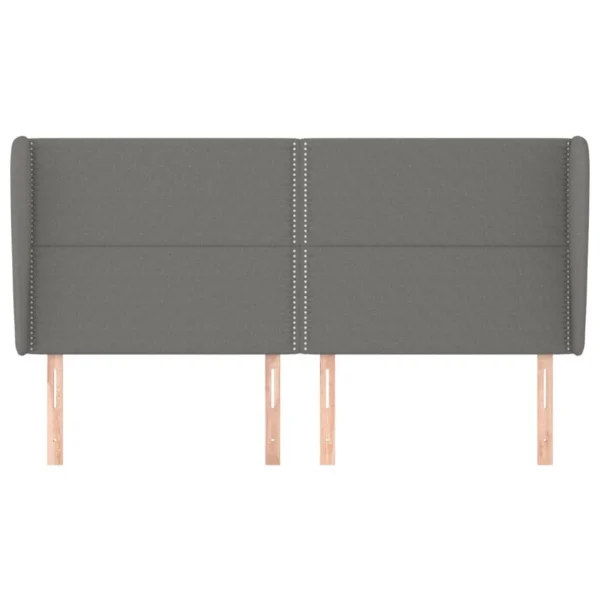 belle VidaXL Tête De Lit Avec Oreilles Gris Foncé 203x23x118/128 Cm Tissu 4