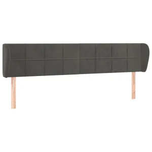 pas cher en vente VidaXL Tête De Lit Avec Oreilles Gris Foncé 203x23x78/88 Cm Velours 9