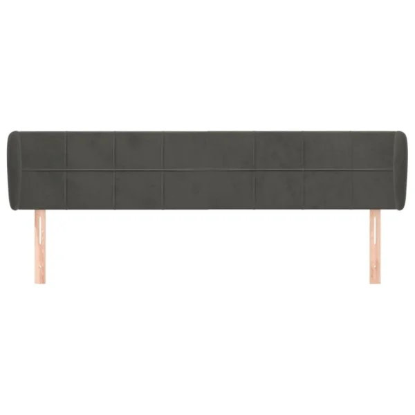 pas cher en vente VidaXL Tête De Lit Avec Oreilles Gris Foncé 203x23x78/88 Cm Velours 4