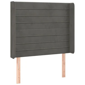 achat VidaXL Tête De Lit Avec Oreilles Gris Foncé 83x16x118/128 Cm Velours 9