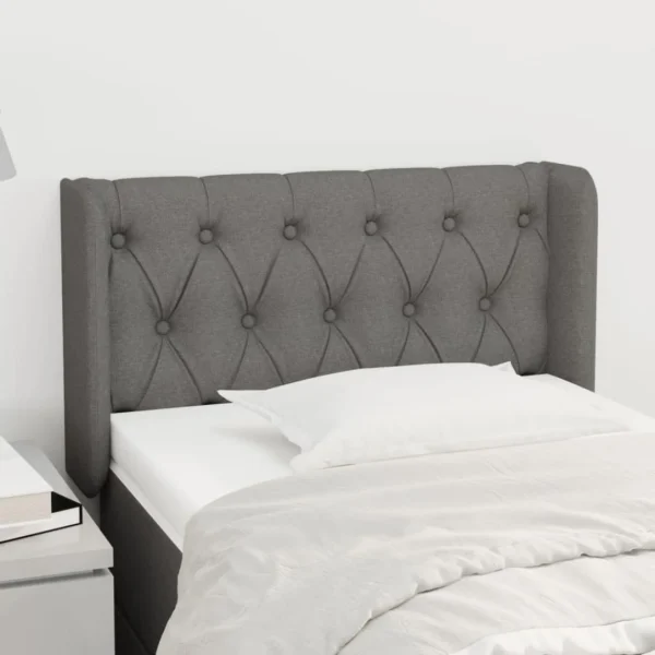 à prix réduits VidaXL Tête De Lit Avec Oreilles Gris Foncé 83x16x78/88 Cm Tissu 1