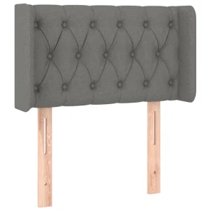 à prix réduits VidaXL Tête De Lit Avec Oreilles Gris Foncé 83x16x78/88 Cm Tissu 9