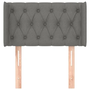 à prix réduits VidaXL Tête De Lit Avec Oreilles Gris Foncé 83x16x78/88 Cm Tissu 11