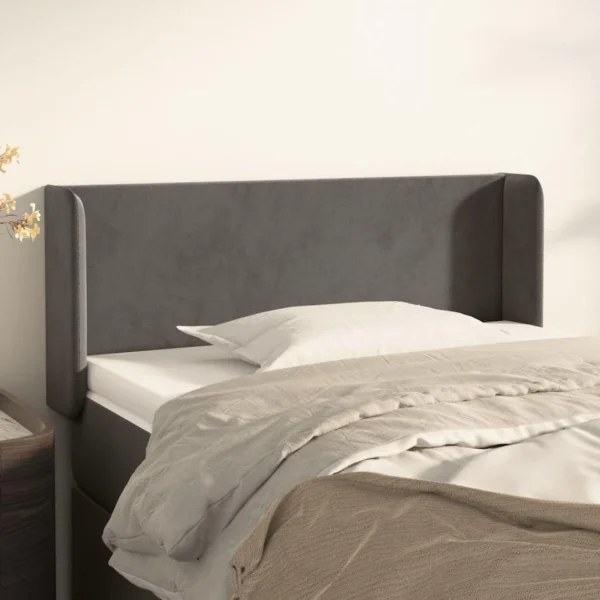 VidaXL Tête De Lit Avec Oreilles Gris Foncé 83x16x78/88 Cm Velours boutique pas cher 1