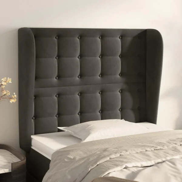 Authentic Original licence VidaXL Tête De Lit Avec Oreilles Gris Foncé 83x23x118/128 Cm Velours 1