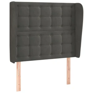 Authentic Original licence VidaXL Tête De Lit Avec Oreilles Gris Foncé 83x23x118/128 Cm Velours 9