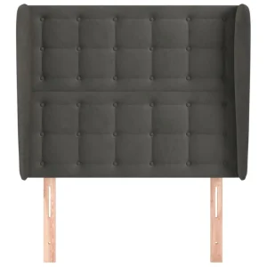 Authentic Original licence VidaXL Tête De Lit Avec Oreilles Gris Foncé 83x23x118/128 Cm Velours 11