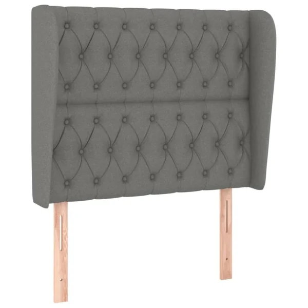grande promotion VidaXL Tête De Lit Avec Oreilles Gris Foncé 93x23x118/128 Cm Tissu 3