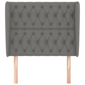grande promotion VidaXL Tête De Lit Avec Oreilles Gris Foncé 93x23x118/128 Cm Tissu 11
