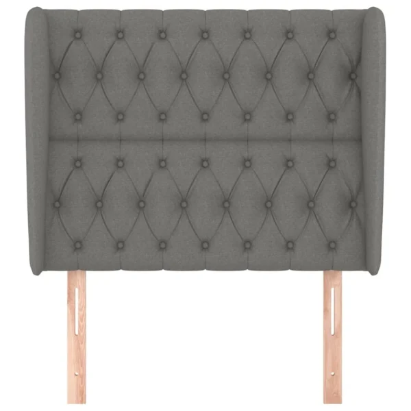 grande promotion VidaXL Tête De Lit Avec Oreilles Gris Foncé 93x23x118/128 Cm Tissu 4