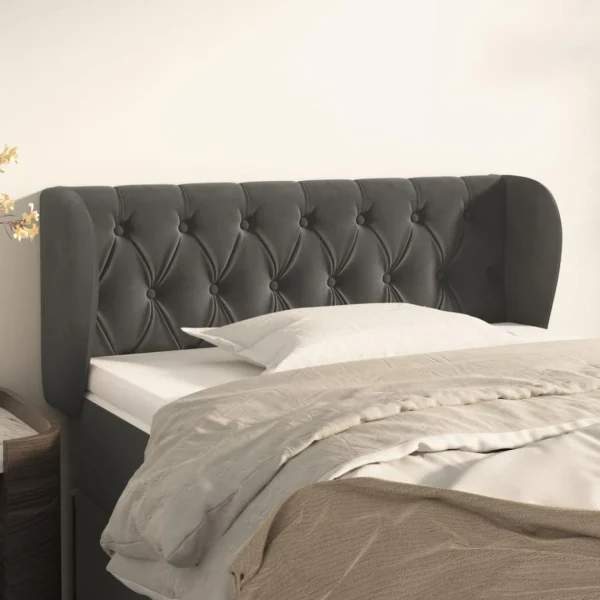 SOLDES TOUT À VidaXL Tête De Lit Avec Oreilles Gris Foncé 93x23x78/88 Cm Velours 1