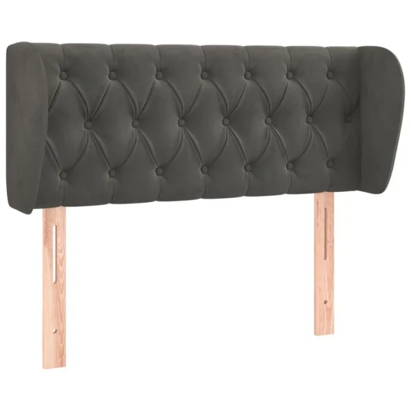 SOLDES TOUT À VidaXL Tête De Lit Avec Oreilles Gris Foncé 93x23x78/88 Cm Velours 3