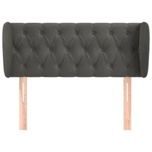 SOLDES TOUT À VidaXL Tête De Lit Avec Oreilles Gris Foncé 93x23x78/88 Cm Velours 11