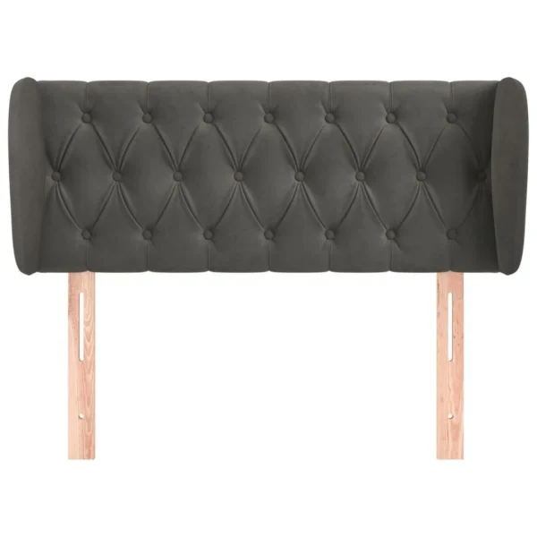 SOLDES TOUT À VidaXL Tête De Lit Avec Oreilles Gris Foncé 93x23x78/88 Cm Velours 4