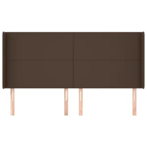 belle VidaXL Tête De Lit Avec Oreilles Marron 163x16x118/128 Cm Similicuir 11