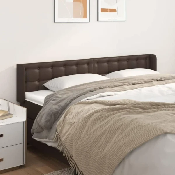 marques pas cher VidaXL Tête De Lit Avec Oreilles Marron 163x16x78/88 Cm Similicuir 1