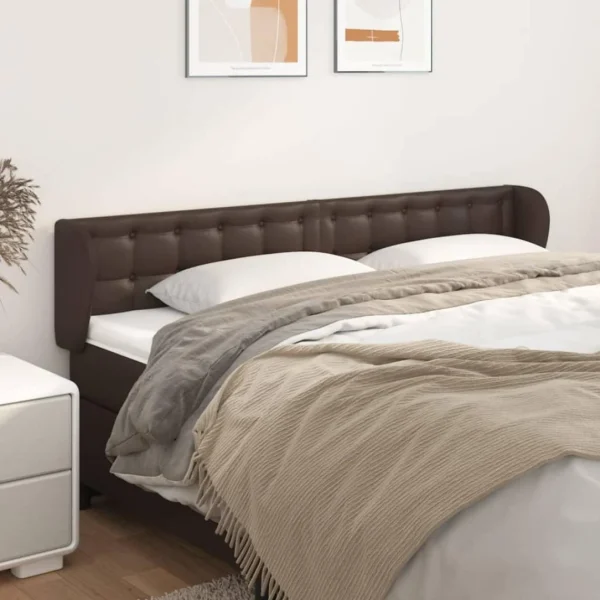 Meilleur Prix Garanti VidaXL Tête De Lit Avec Oreilles Marron 203x23x78/88 Cm Similicuir 1