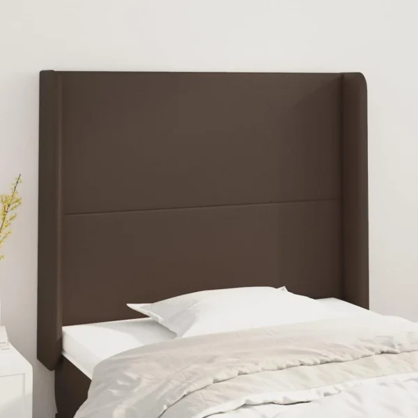magasin en ligne france VidaXL Tête De Lit Avec Oreilles Marron 93x16x118/128 Cm Similicuir 1
