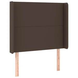 magasin en ligne france VidaXL Tête De Lit Avec Oreilles Marron 93x16x118/128 Cm Similicuir 9