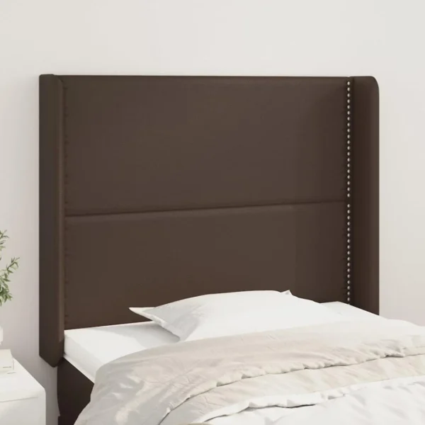 en solde VidaXL Tête De Lit Avec Oreilles Marron 93x16x118/128 Cm Similicuir 1