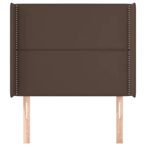 en solde VidaXL Tête De Lit Avec Oreilles Marron 93x16x118/128 Cm Similicuir 11