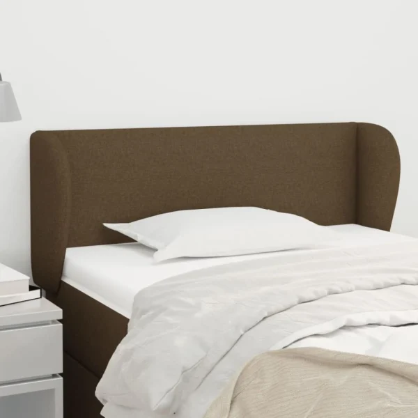 en ligne vente VidaXL Tête De Lit Avec Oreilles Marron Foncé 103x23x78/88 Cm Tissu 1