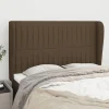 soldes de Noël VidaXL Tête De Lit Avec Oreilles Marron Foncé 147x23x118/128 Cm Tiss… 17