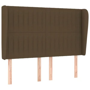 soldes de Noël VidaXL Tête De Lit Avec Oreilles Marron Foncé 147x23x118/128 Cm Tiss… 9