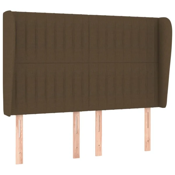 soldes de Noël VidaXL Tête De Lit Avec Oreilles Marron Foncé 147x23x118/128 Cm Tiss… 3