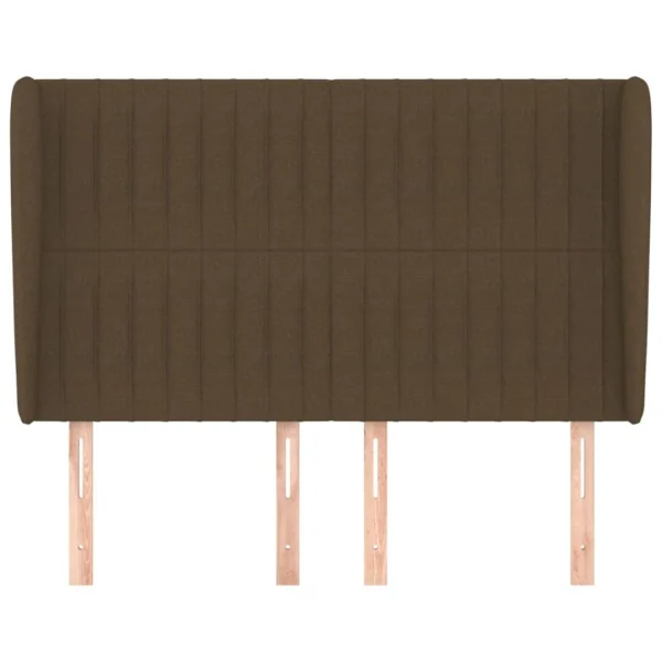 soldes de Noël VidaXL Tête De Lit Avec Oreilles Marron Foncé 147x23x118/128 Cm Tiss… 4