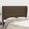 VidaXL Tête De Lit Avec Oreilles Marron Foncé 147x23x118/128 Cm Tiss… boutique en france 19
