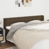 soldes pas cher VidaXL Tête De Lit Avec Oreilles Marron Foncé 163x16x78/88 Cm Tissu 17