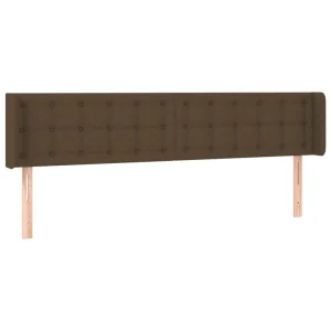 soldes pas cher VidaXL Tête De Lit Avec Oreilles Marron Foncé 163x16x78/88 Cm Tissu 9