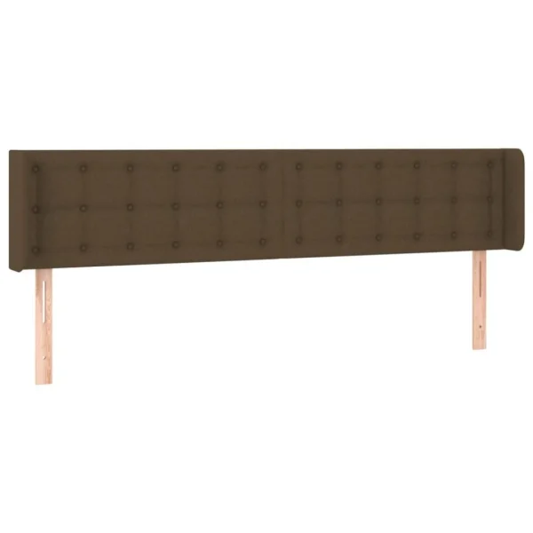 soldes pas cher VidaXL Tête De Lit Avec Oreilles Marron Foncé 163x16x78/88 Cm Tissu 3