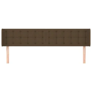 soldes pas cher VidaXL Tête De Lit Avec Oreilles Marron Foncé 163x16x78/88 Cm Tissu 11