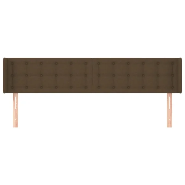 soldes pas cher VidaXL Tête De Lit Avec Oreilles Marron Foncé 163x16x78/88 Cm Tissu 4