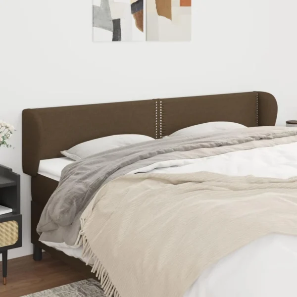 VidaXL Tête De Lit Avec Oreilles Marron Foncé 163x23x78/88 Cm Tissu Top ventes 1