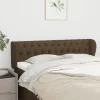 magasin en ligne france VidaXL Tête De Lit Avec Oreilles Marron Foncé 163x23x78/88 Cm Tissu 19