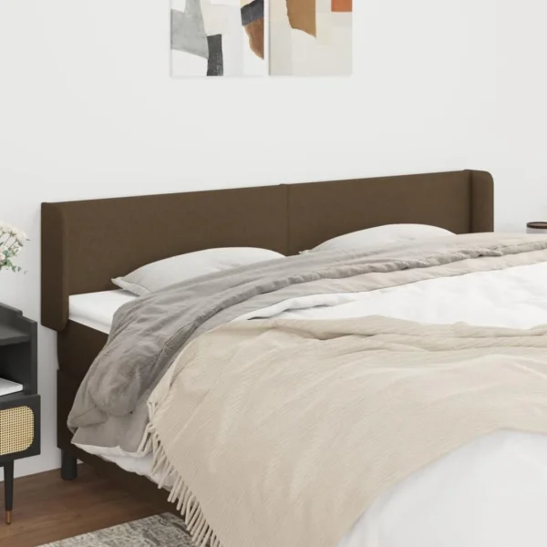 se précipiter pour acheter VidaXL Tête De Lit Avec Oreilles Marron Foncé 203x16x78/88 Cm Tissu 1