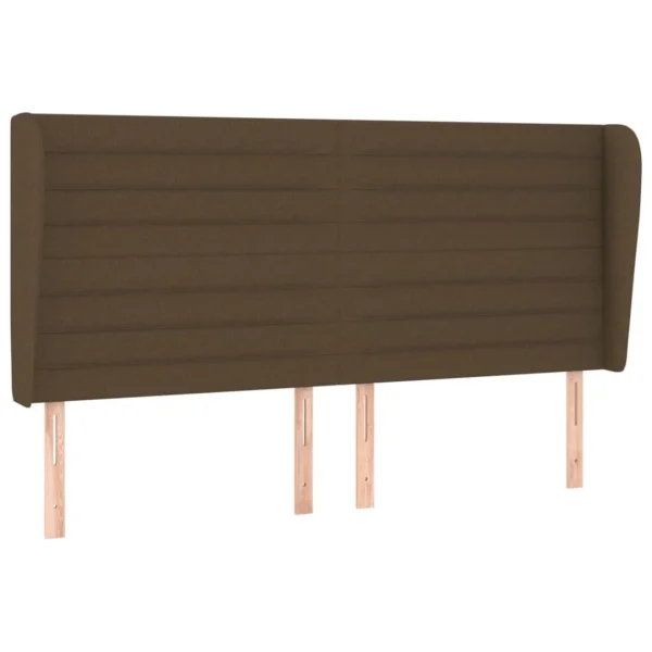 REMISE allant jusqu. VidaXL Tête De Lit Avec Oreilles Marron Foncé 203x23x118/128 Cm Tiss… 3